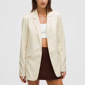 Lululemon Relaxed-Fit Twill Blazer - Light Ivory - Women's Size XL - LW3HLDS
